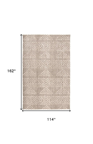 HomeRoots 4' Stain-Resistant Tan, Ivory, and Brown Geometric Area Rug for Stylish and Practical Living Spaces 10' X 13' 512262