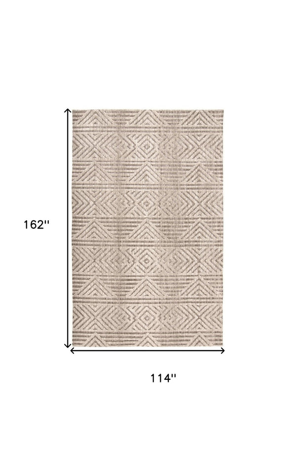 HomeRoots 4' Stain-Resistant Tan, Ivory, and Brown Geometric Area Rug for Stylish and Practical Living Spaces 10' X 13' 512262