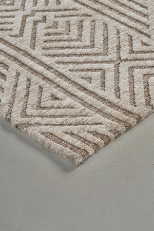 HomeRoots 4' Stain-Resistant Tan, Ivory, and Brown Geometric Area Rug for Stylish and Practical Living Spaces 10' X 13' 512262