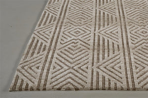 HomeRoots 4' Stain-Resistant Tan, Ivory, and Brown Geometric Area Rug for Stylish and Practical Living Spaces 10' X 13' 512262