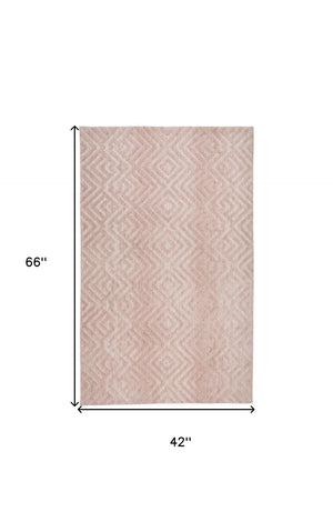 HomeRoots 4' Pink and Ivory Geometric Area Rug – Stylish, Stain-Resistant Design for Modern Home Décor Solutions 4' X 6' 512264