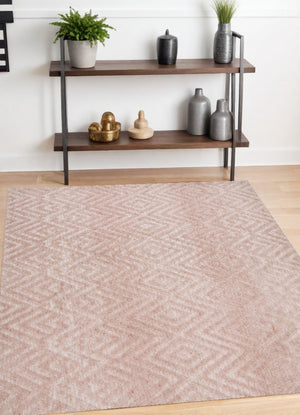 HomeRoots 4' Pink and Ivory Geometric Area Rug – Stylish, Stain-Resistant Design for Modern Home Décor Solutions 4' X 6' 512264