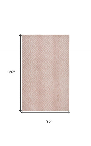 HomeRoots 4' Pink and Ivory Geometric Area Rug – Stylish, Stain-Resistant Design for Modern Home Décor Solutions 8' X 10' 512266