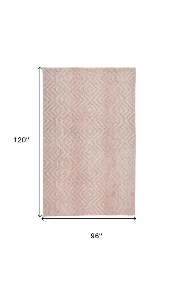 HomeRoots 4' Pink and Ivory Geometric Area Rug – Stylish, Stain-Resistant Design for Modern Home Décor Solutions 8' X 10' 512266