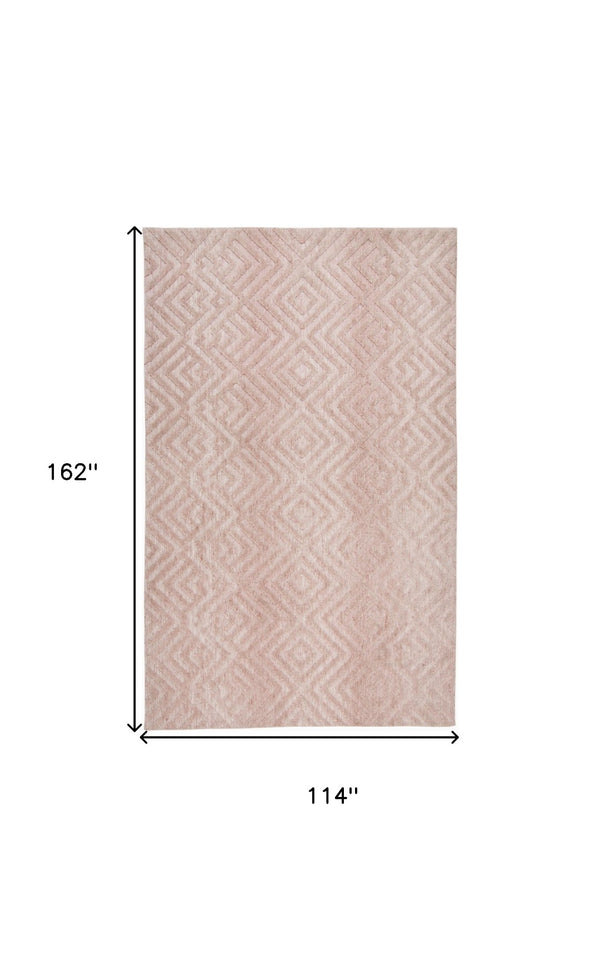 HomeRoots 4' Pink and Ivory Geometric Area Rug – Stylish, Stain-Resistant Design for Modern Home Décor Solutions 10' X 13' 512267
