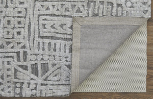HomeRoots 4' Gray and Silver Geometric Area Rug - Stain-Resistant Modern Design for Stylish Homes and Offices 5' X 8' 512270