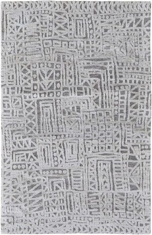 HomeRoots 4' Gray and Silver Geometric Area Rug - Stain-Resistant Modern Design for Stylish Homes and Offices 8' X 10' 512271