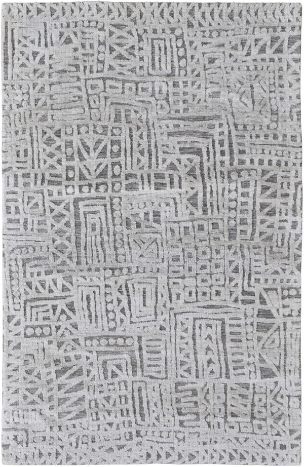 HomeRoots 4' Gray and Silver Geometric Area Rug - Stain-Resistant Modern Design for Stylish Homes and Offices 8' X 10' 512271