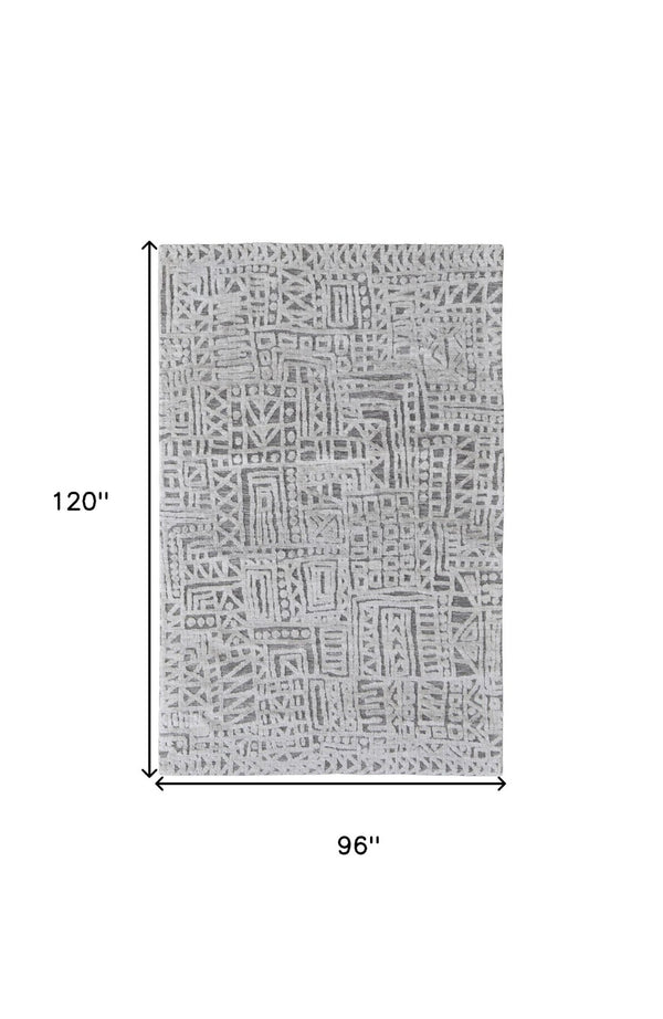 HomeRoots 4' Gray and Silver Geometric Area Rug - Stain-Resistant Modern Design for Stylish Homes and Offices 8' X 10' 512271