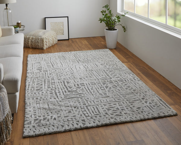 HomeRoots 4' Gray and Silver Geometric Area Rug - Stain-Resistant Modern Design for Stylish Homes and Offices 8' X 10' 512271