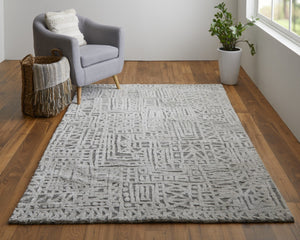 HomeRoots 4' Gray and Silver Geometric Area Rug - Stain-Resistant Modern Design for Stylish Homes and Offices 8' X 10' 512271
