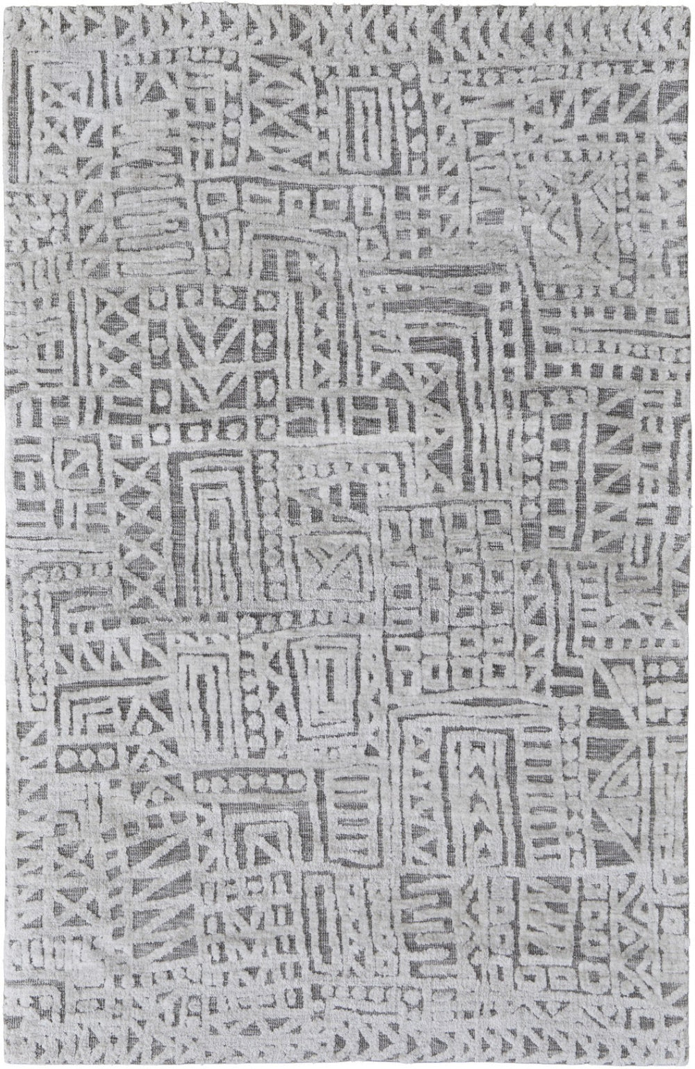 HomeRoots 4' Gray and Silver Geometric Area Rug - Stain-Resistant Modern Design for Stylish Homes and Offices 10' X 13' 512272