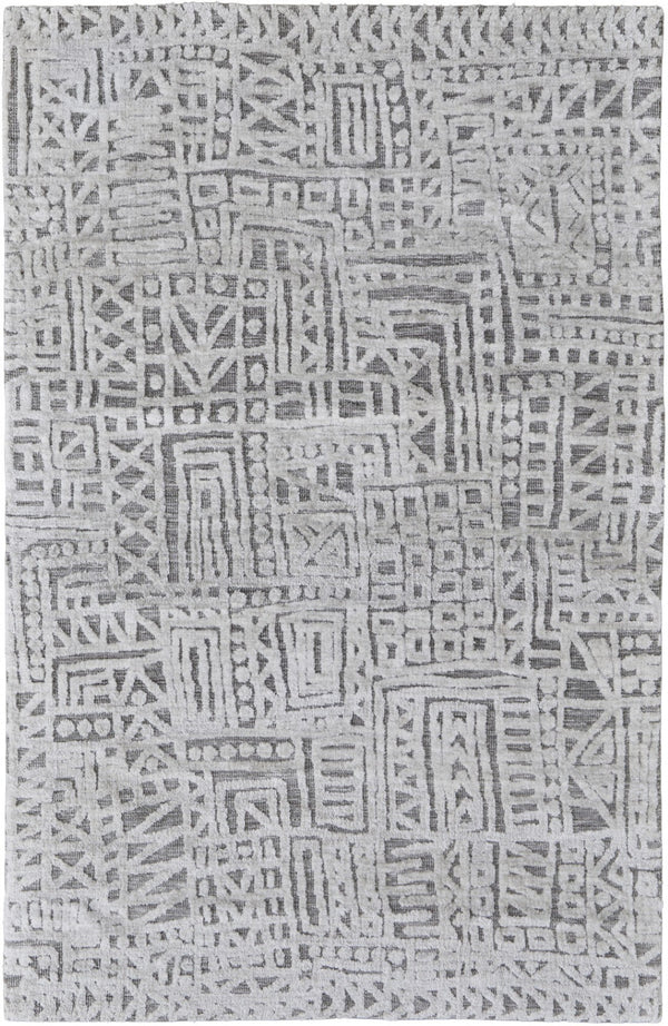 HomeRoots 4' Gray and Silver Geometric Area Rug - Stain-Resistant Modern Design for Stylish Homes and Offices 10' X 13' 512272