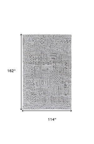 HomeRoots 4' Gray and Silver Geometric Area Rug - Stain-Resistant Modern Design for Stylish Homes and Offices 10' X 13' 512272