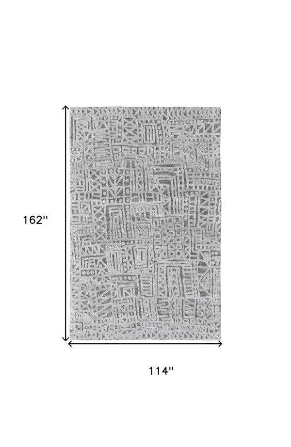 HomeRoots 4' Gray and Silver Geometric Area Rug - Stain-Resistant Modern Design for Stylish Homes and Offices 10' X 13' 512272