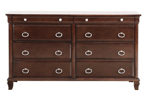 English Elm Triton G9000-D Dresser in Deep Cappuccino with Bevel Mirror, Nickel Hardware, Felt-Lined Drawers — 65" Wide Elegance B078108505