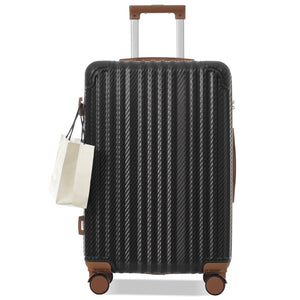 English Elm 6-piece Hardshell Abs Luggage Set with Spinner Wheels Tsa Lock and Scratch Resistant Shell Black Brown N730P354689B