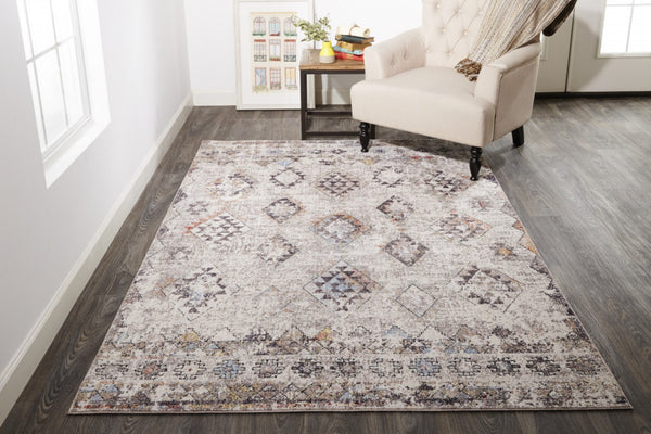 HomeRoots 10' Contemporary Blue and Gray Geometric Area Rug – Durable, Stylish, and Easy-Care Foundation for Homes 10' X 13' 512326