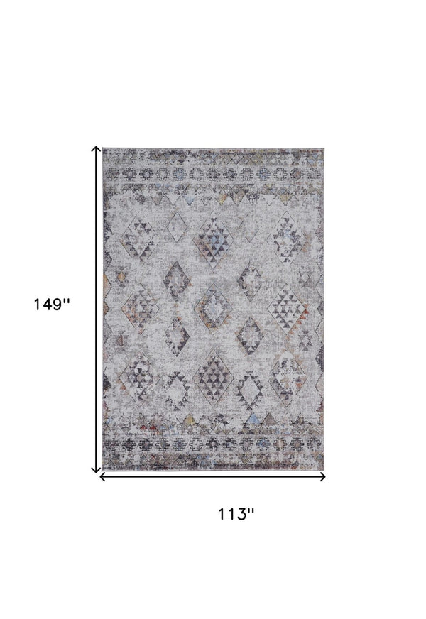 HomeRoots 10' Contemporary Blue and Gray Geometric Area Rug – Durable, Stylish, and Easy-Care Foundation for Homes 10' X 13' 512326