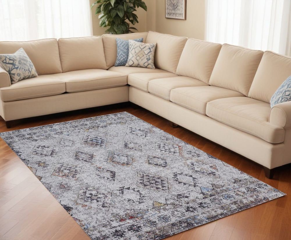 HomeRoots 10' Contemporary Blue and Gray Geometric Area Rug – Durable, Stylish, and Easy-Care Foundation for Homes 10' X 13' 512326