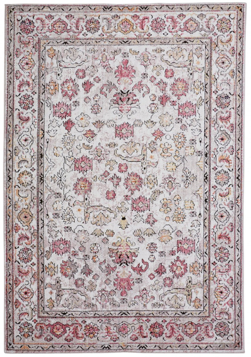 HomeRoots 10' Classic Pink and Ivory Floral Area Rug - Durable, Stain-Resistant Design for Timeless Elegance 10' x 13' 512345