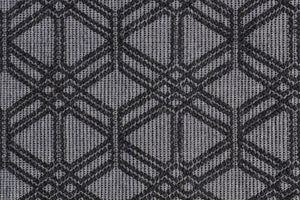 HomeRoots 5' Hand Woven Wool Area Rug in Black and Gray Geometric Design with Fringed Edges for Modern Spaces 5' X 8' 512356