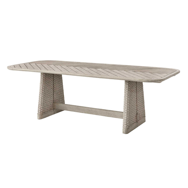 Uttermost Solid Mahogany Herringbone Trestle Dining Table Seats Eight Coastal Style