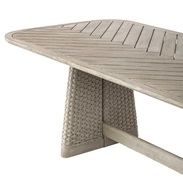 Uttermost Solid Mahogany Herringbone Trestle Dining Table Seats Eight Coastal Style