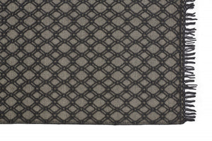 HomeRoots 5' Black and Ivory Hand-Woven Wool Area Rug with Geometric Design and Fringed Edges for Sophistication 5' X 8' 512360