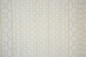HomeRoots 5' Hand Woven Wool Area Rug with Geometric Design and Fringed Edges for Timeless Home Décor Ivory/Tan 5' x 8' 512368