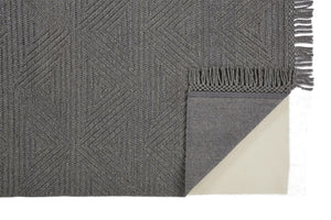 HomeRoots 5' Gray Wool Geometric Hand-Woven Area Rug with Elegant Fringed Edges for Timeless Home Style 8' X 10' 512373