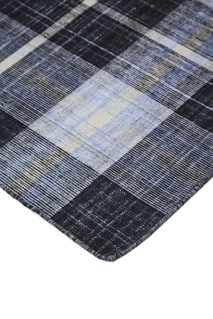 Homeroots 5' X 8' Black And Blue Abstract Hand Woven Area Rug Black,Blue,White 100% Pet 512385