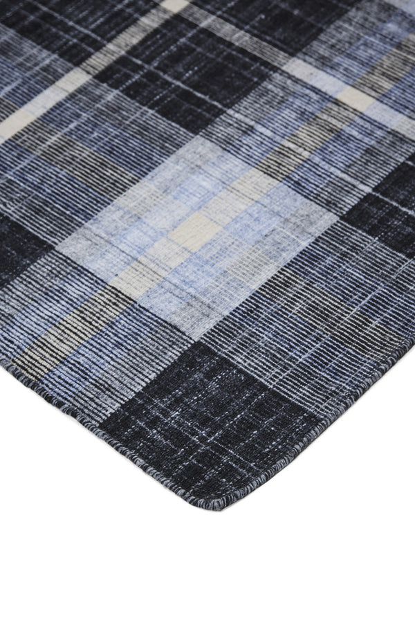 Homeroots 8' X 10' Black Blue And White Abstract Hand Woven Stain Resistant Area Rug Black,Blue,White Other Material 512386