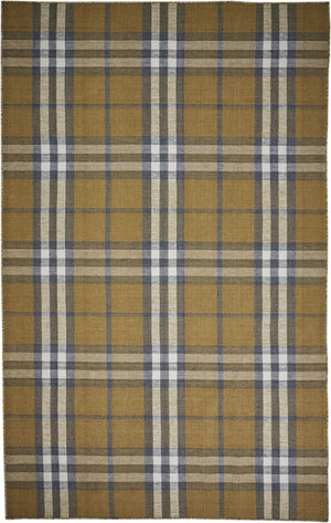 Homeroots 8' X 10' Blue And White Abstract Hand Woven Area Rug Gold,Blue,White 100% Pet 512389