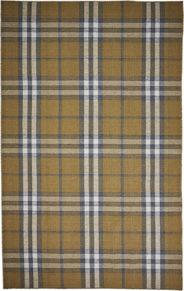 Homeroots 8' X 10' Blue And White Abstract Hand Woven Area Rug Gold,Blue,White 100% Pet 512389