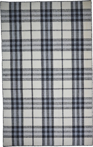 Homeroots 4' X 6' Ivory And Blue Abstract Hand Woven Area Rug Ivory,Blue,Black 100% Pet 512390