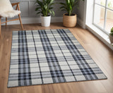 Homeroots 4' X 6' Ivory And Blue Abstract Hand Woven Area Rug Ivory,Blue,Black 100% Pet 512390