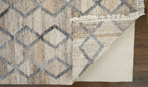 HomeRoots 4' Hand-Woven Geometric Area Rug in Gray, Ivory & Tan – Stain-Resistant with Timeless Fringe Design 4' X 6' 512428