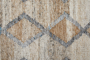 HomeRoots 4' Hand-Woven Geometric Area Rug in Gray, Ivory & Tan – Stain-Resistant with Timeless Fringe Design 8' X 10' 512430