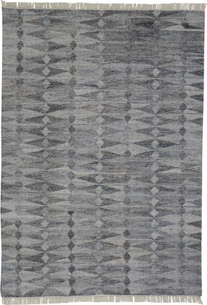 HomeRoots 4' Gray and Black Geometric Hand-Woven Area Rug for Modern Style and Eco-Friendly Comfort 4' X 6' 512446