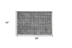 HomeRoots 4' Gray and Black Geometric Hand-Woven Area Rug for Modern Style and Eco-Friendly Comfort 4' X 6' 512446