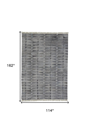 HomeRoots 4' Gray and Black Geometric Hand-Woven Area Rug for Modern Style and Eco-Friendly Comfort 10' X 13' 512450