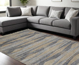 Area Rugs - Hand Woven Abstract Design in Gray Tan & Silver, Stain Resistant with Fringe Detail