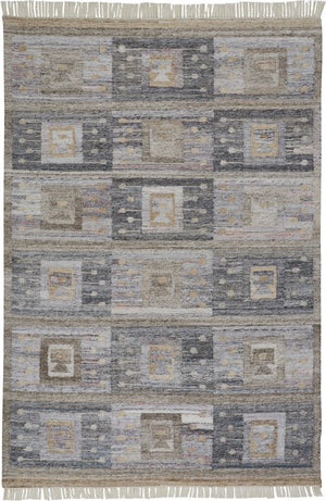 HomeRoots 5' Hand-Woven Geometric Area Rug in Gray, Black & Brown - Stylish, Eco-Friendly, Soft & Durable 5' X 8' 512459