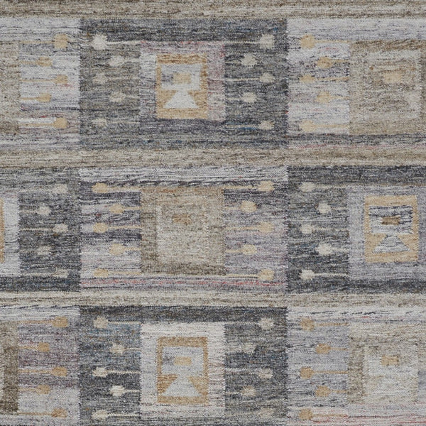 HomeRoots 5' Hand-Woven Geometric Area Rug in Gray, Black & Brown - Stylish, Eco-Friendly, Soft & Durable 5' X 8' 512459