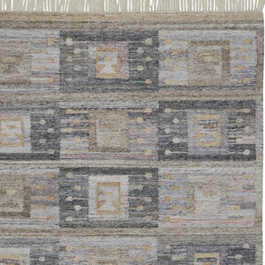 HomeRoots 5' Hand-Woven Geometric Area Rug in Gray, Black & Brown - Stylish, Eco-Friendly, Soft & Durable 5' X 8' 512459