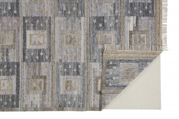 HomeRoots 5' Hand-Woven Geometric Area Rug in Gray, Black & Brown - Stylish, Eco-Friendly, Soft & Durable 5' X 8' 512459
