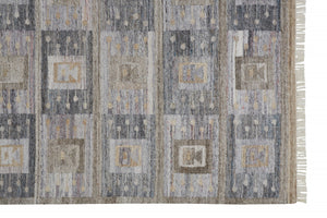 HomeRoots 5' Hand-Woven Geometric Area Rug in Gray, Black & Brown - Stylish, Eco-Friendly, Soft & Durable 5' X 8' 512459