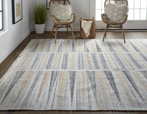 HomeRoots 4' Hand-Woven Geometric Area Rug in Gray, Black & Brown - Eco-Friendly, Soft, Durable & Stylish 4' X 6' 512464