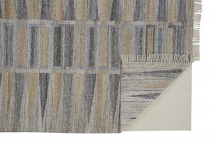 HomeRoots 4' Hand-Woven Geometric Area Rug in Gray, Black & Brown - Eco-Friendly, Soft, Durable & Stylish 4' X 6' 512464